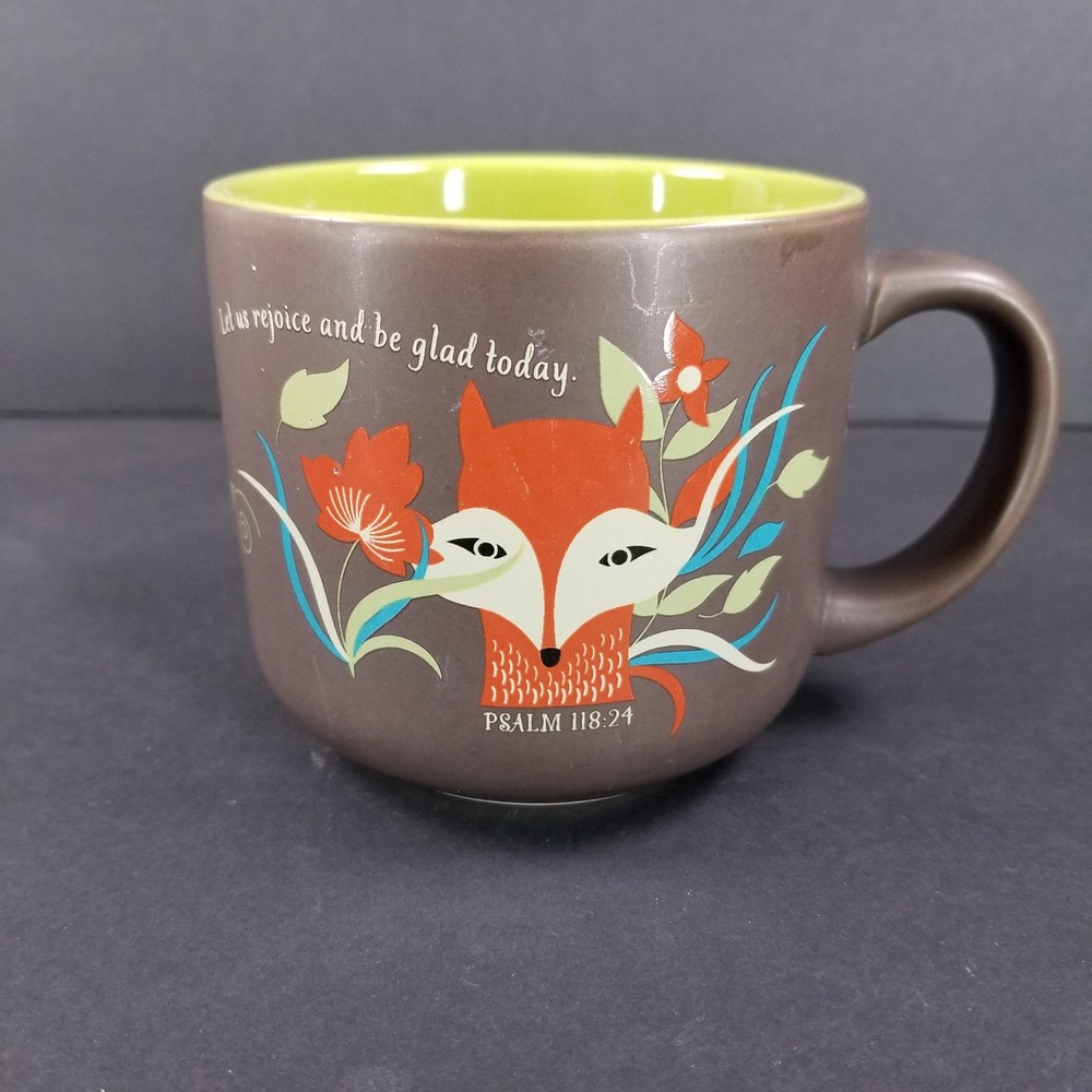 DaySpring Fox Psalm 118:24 Brown Green Ceramic Coffee Mug